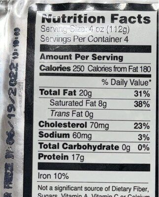 Wagu ground beef nutrition facts table