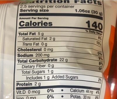 Shrimp snack nutrition facts table