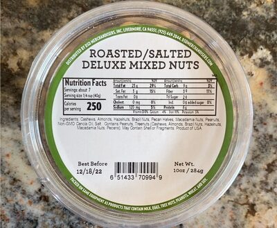 Roasted/Salted Deluxe Mixed Nuts front packaging