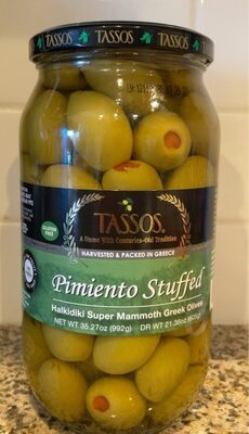 Pimento Stuffed Halkidiki Super Mammoth Greek Olives