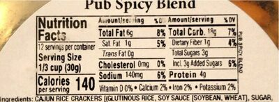 Aurora aurora natural pub mix nutrition facts table