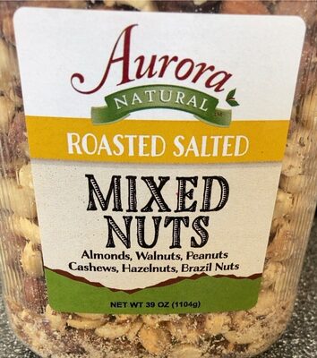 Aurora roasted salted mixed nuts front packaging