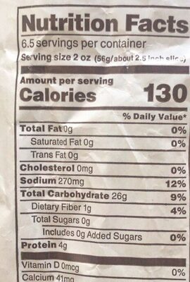 French Classic Baguette nutrition facts table