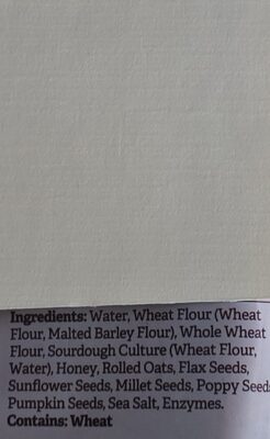 Lucky 7 Multigrain ingredients label