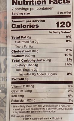 Lucky 7 Multigrain nutrition facts table