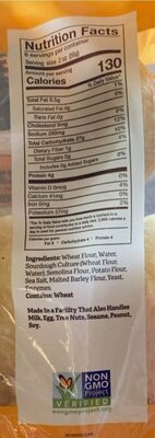 French Artisan Rolls nutrition facts table