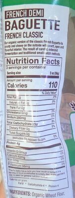 French Demi Baguette nutrition facts table