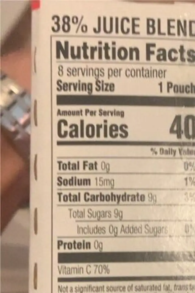 Super Fruit Punch Organic Juice Drinks nutrition facts table