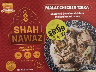 Malai Chicken Tikka seasoned boneless skinless chicken breast cubes