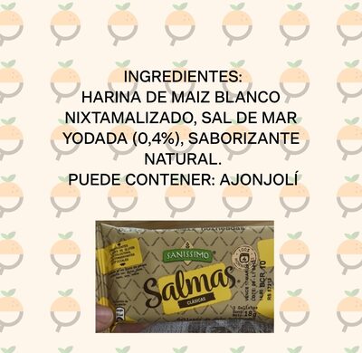 Salmas horneadas ingredients label