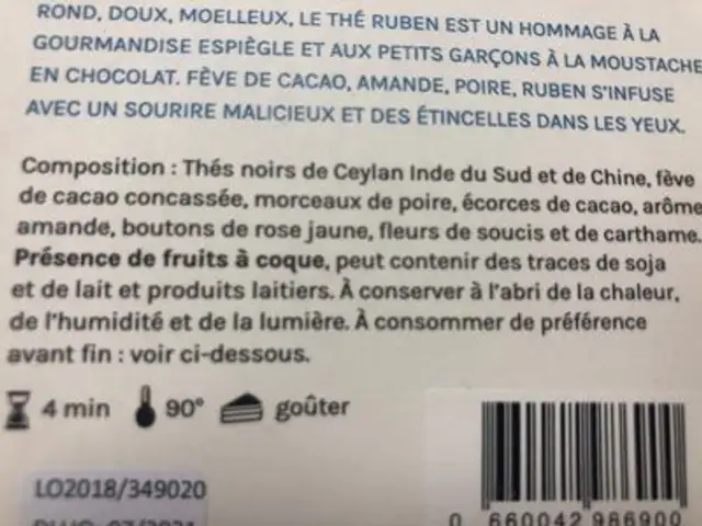 Ruben thé noir ingredients label