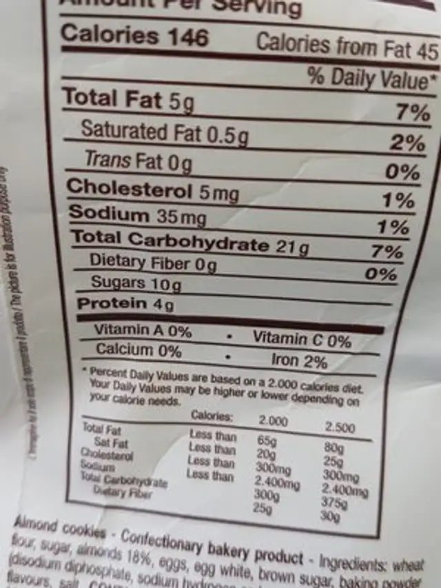 Cantucci d'abruzzo ingredients label