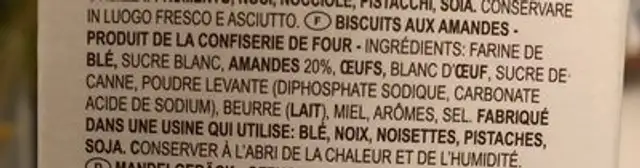Cantucci d'Abruzzo ingredients label