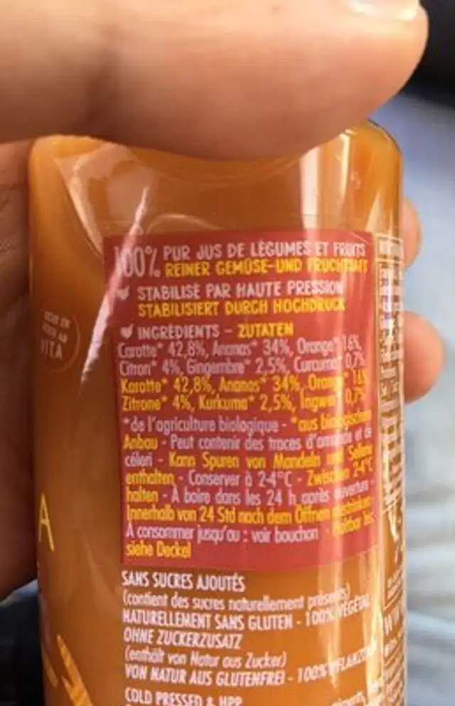 Valya ingredients label