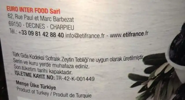 Siyah zeytin olive noiee ingredients label