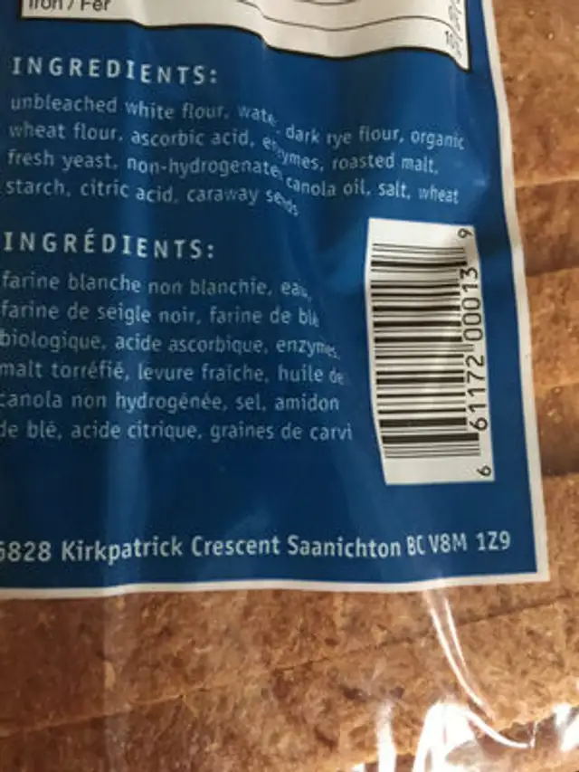 Unknown ingredients label