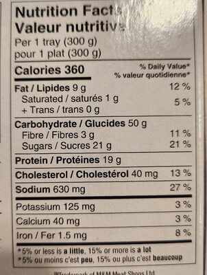 Chicken Pad Thai nutrition facts table
