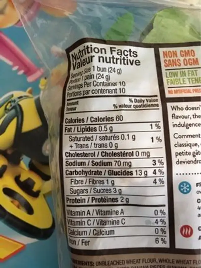 Sacking rounds nutrition facts table
