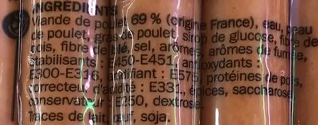 Délices pur poulet ingredients label