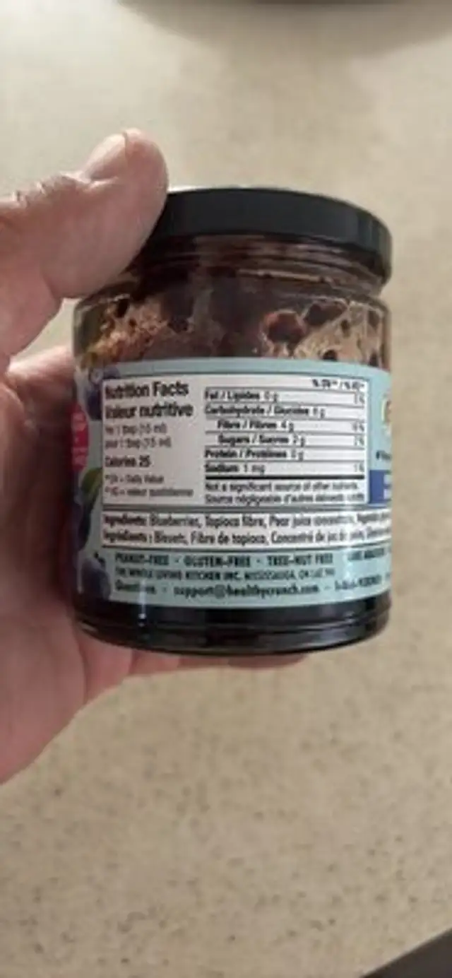 CHIA JAM BLUEBERRY nutrition facts table