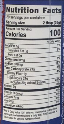 Blues Hog Original Barbecue Sauce nutrition facts table