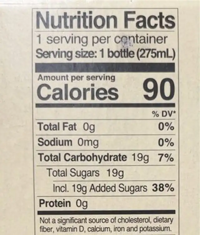 Ginger Beer & Muddled Lime nutrition facts table