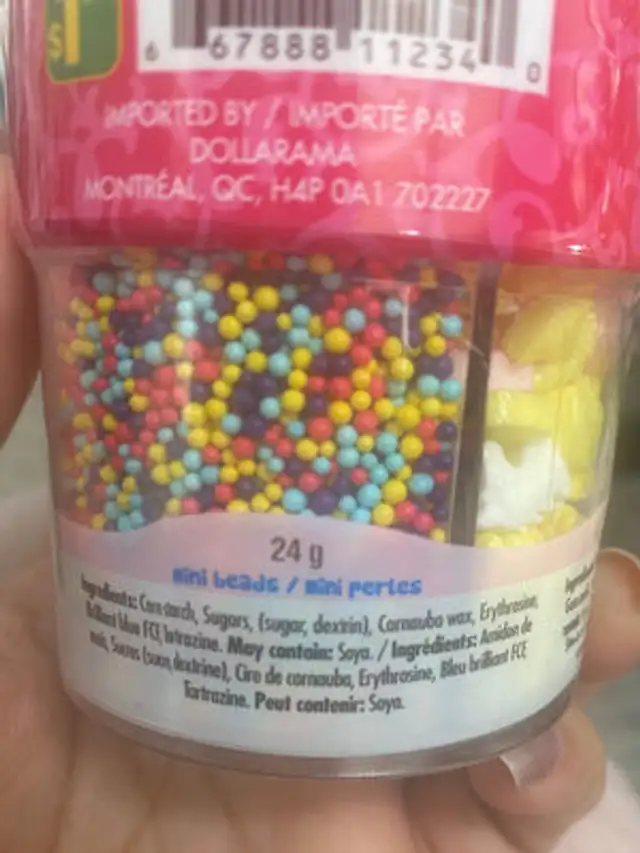 Cake decorations ingredients label