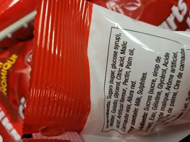 Bonbon Feuilles d'érable ingredients label