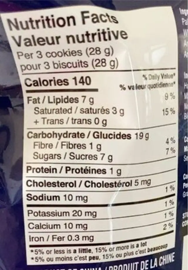 Style danois nutrition facts table