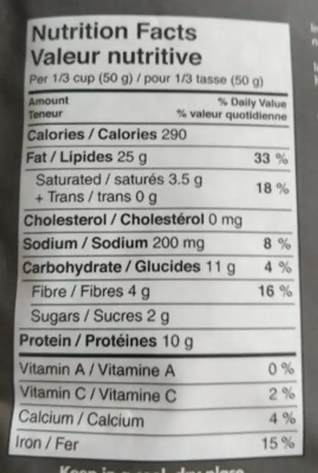 Graines de tournesol salées et rôties nutrition facts table