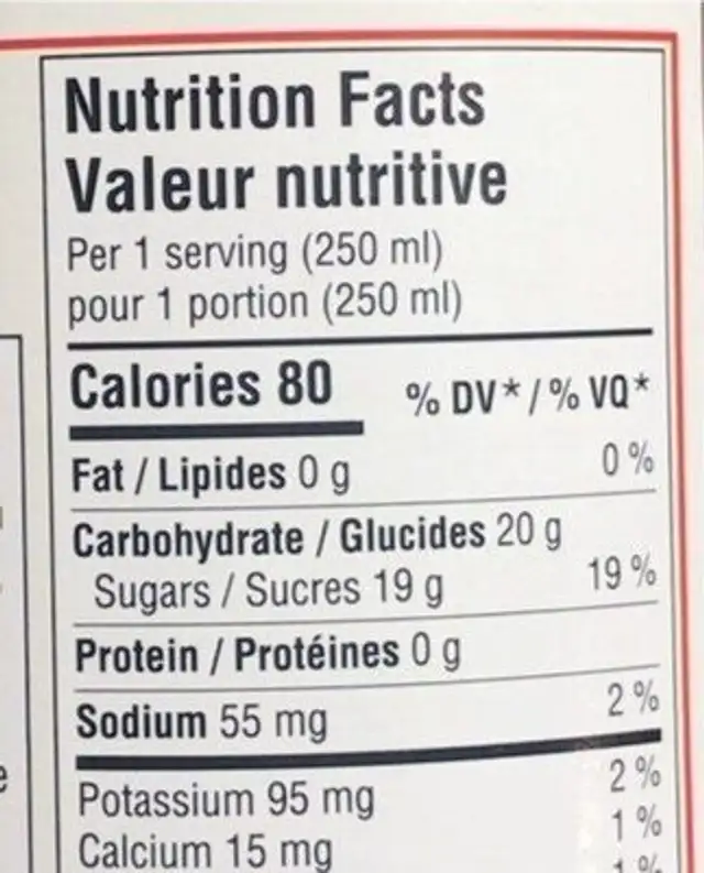 Sparkling apple drink rosé nutrition facts table