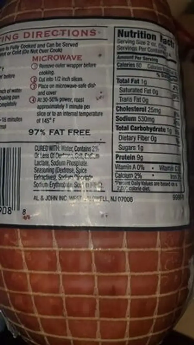 ham ingredients label