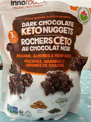Organic Dark Chocolate Keto Nuggets Pecans, Almonds & Hemp Seeds