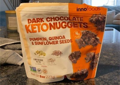 Organic KETO Cluster Crunch Dark Chocolate Nuggets front packaging
