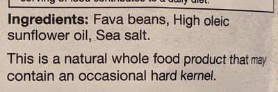 Sea Salt Roasted Favas ingredients label