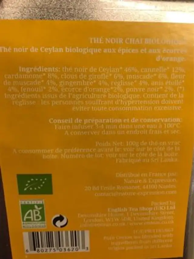 Black Tea Chai Dåse Ø - 100 GR - Rømer Produkt ingredients label
