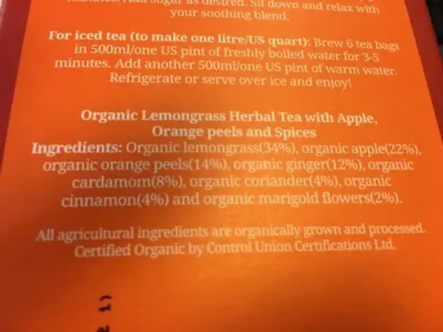 Epicerie / Thé Bio Et équitable / Tisanes, Infusions ingredients label