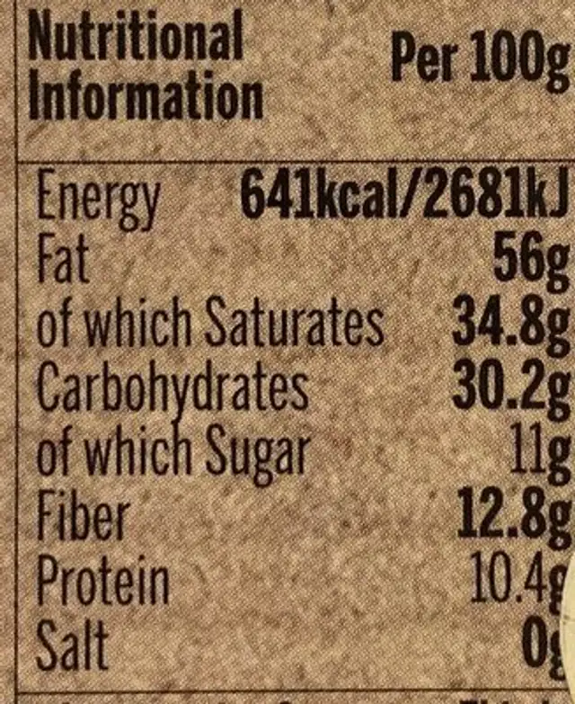 Amazonas single origin dark chocolate nutrition facts table