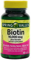 Spring Valley Biotin Tablets, 10, 000mcg,