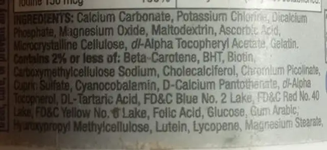 Unknown ingredients label