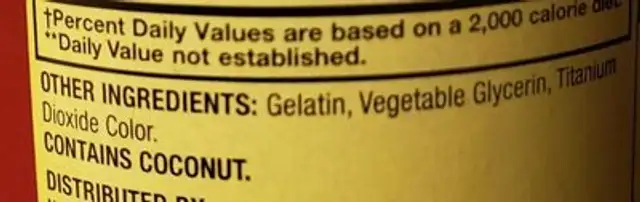 coconut oil 1000mg ingredients label
