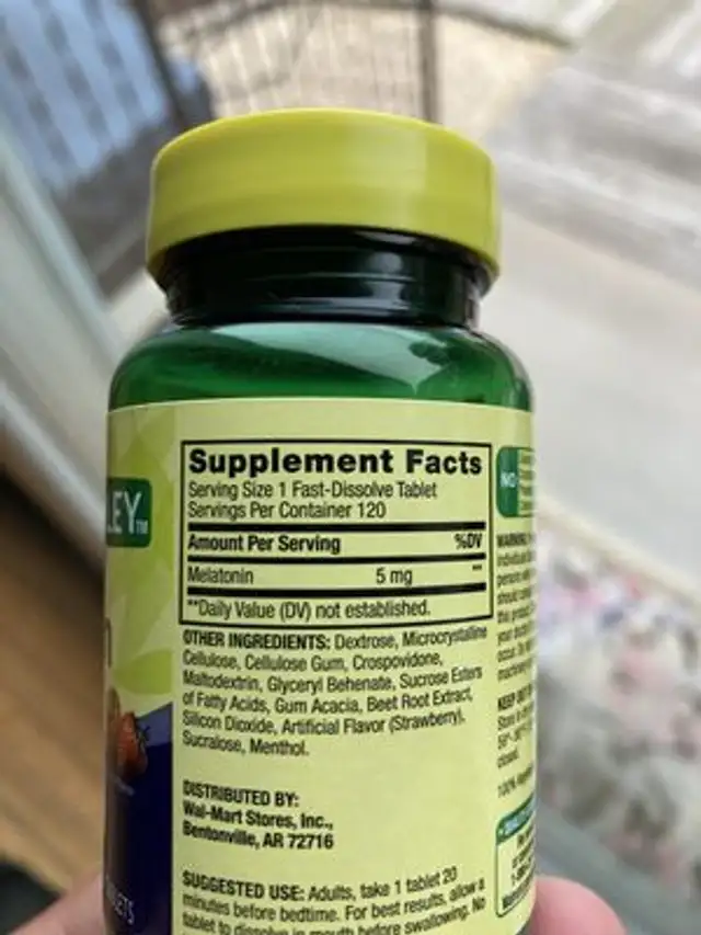 Melatonin nutrition facts table