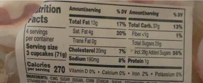 Strawberry shortcake cupcakes nutrition facts table