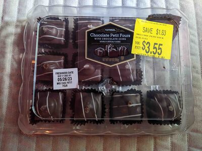 Chocolate Petit Fours with chocolate icing