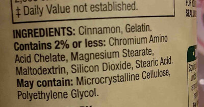 Cinnamon pills ingredients label