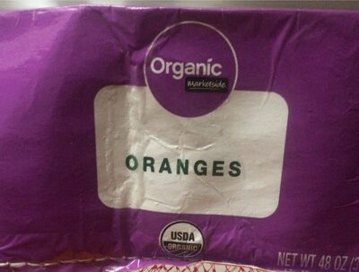 Organic navel oranges front packaging