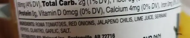 pico de gallo ingredients label