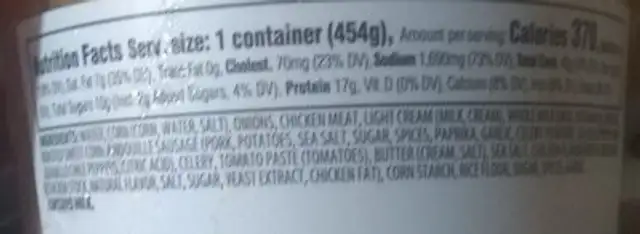 Unknown ingredients label