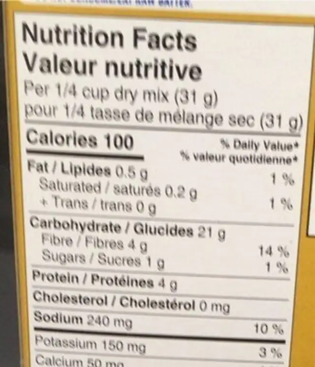 Mélange crêpes et gaufres nutrition facts table