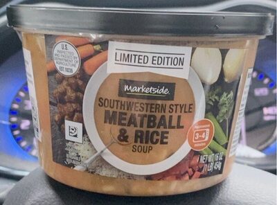 Southwestern style meatball and rice soup